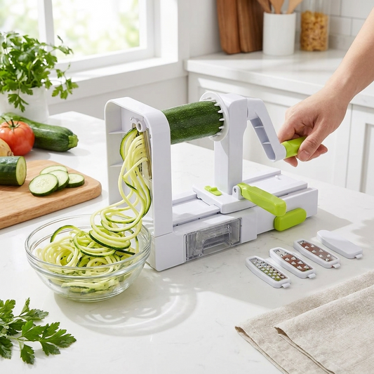 5-in-1 Manual Vegetable Spiralizer making zucchini noodles