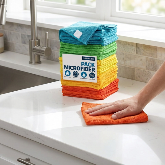 Microfiber Cleaning Cloth Set on kitchen counter